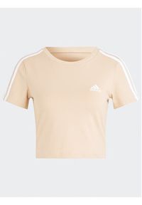 Adidas - adidas T-Shirt Essentials 3-Stripes IR6114 Beżowy Slim Fit. Kolor: beżowy. Materiał: bawełna