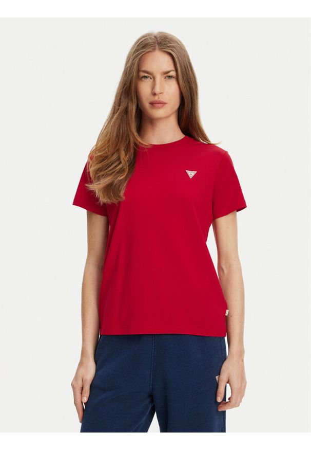 Guess T-Shirt W4YI10 J1314 Czerwony Regular Fit. Kolor: czerwony. Materiał: bawełna