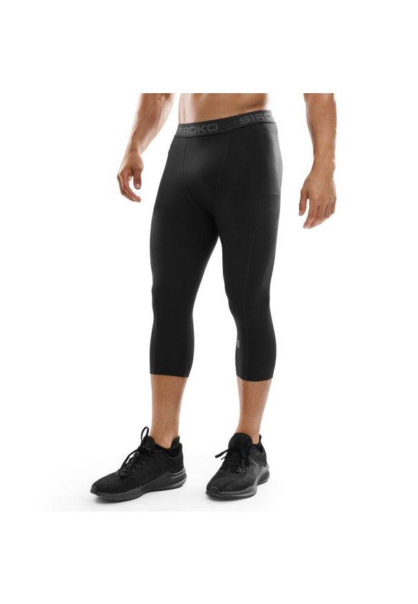 SIROKO - Męskie treningowe legginsy rybaczki Fitness Siroko Enlli. Kolor: czarny. Materiał: materiał. Sport: fitness
