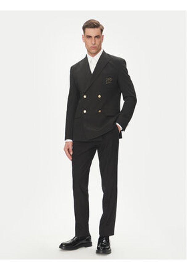 Karl Lagerfeld - KARL LAGERFELD Marynarka 155102 552037 Czarny Slim Fit. Typ kołnierza: dekolt w karo. Kolor: czarny