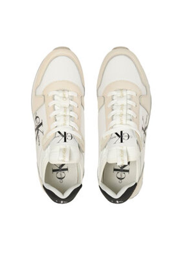 Calvin Klein Jeans Sneakersy Runner Sock Laceup Ml Lth YW0YW01616 Biały. Kolor: biały. Materiał: skóra