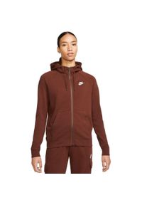 Bluza sportowa damska Nike Nsw Essential FLC FZ Hoodie. Kolor: brązowy