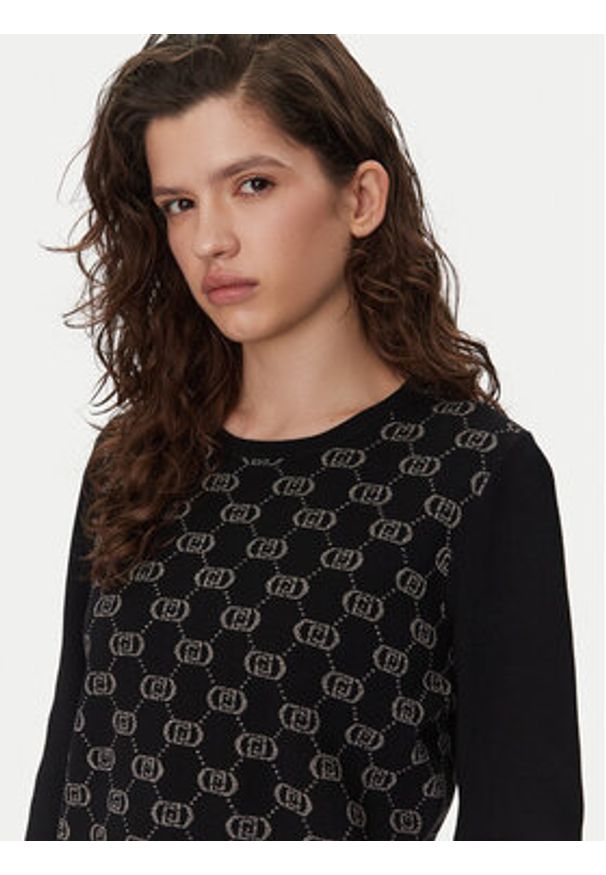 Liu Jo Sport Sweter TF4228 MS63L Czarny Regular Fit. Kolor: czarny. Materiał: syntetyk. Styl: sportowy