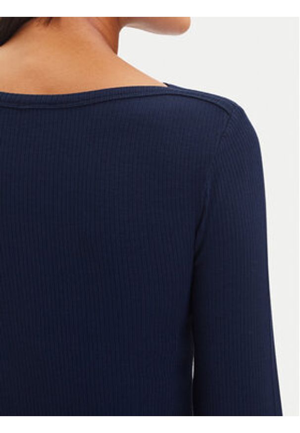 TOMMY HILFIGER - Tommy Hilfiger Bluzka WW0WW47309 Granatowy Slim Fit. Kolor: niebieski. Materiał: wiskoza