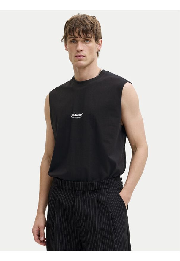 Jack & Jones Tank top Soho 12288001 Czarny Relaxed Fit. Kolor: czarny. Materiał: bawełna