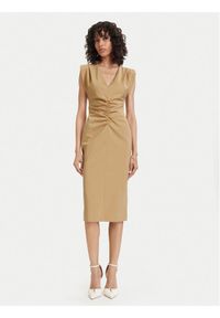 ACCESS FASHION Sukienka koktajlowa 63-3409-162 Beżowy Regular Fit. Kolor: beżowy. Materiał: bawełna. Styl: wizytowy #1