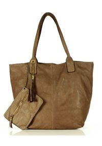 Marco Mazzini handmade - MARCO MAZZINI Torebka Shopper Bag Z Portfelem ciemny beż khaki. Kolor: brązowy, wielokolorowy, beżowy #1