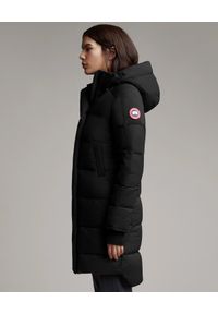 CANADA GOOSE - Czarny płaszcz Alliston. Kolor: czarny. Materiał: materiał. Wzór: aplikacja. Sezon: zima. Styl: klasyczny #4