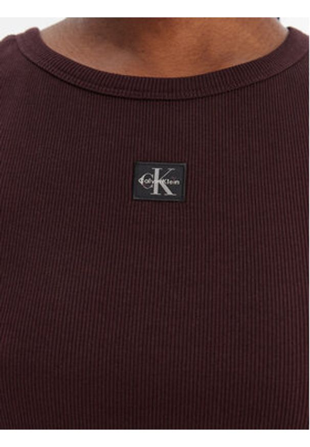 Calvin Klein Jeans Top LV047C201G Brązowy Slim Fit. Kolor: brązowy. Materiał: bawełna