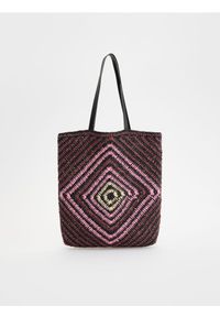 Reserved - Pleciona torebka shopper - wielobarwny