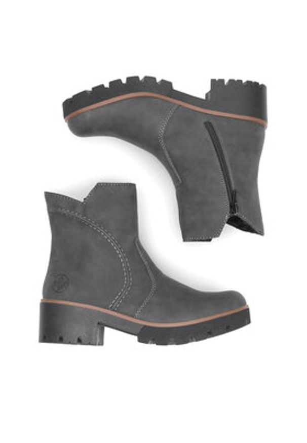 Rieker Trzewiki 79261-45 Szary. Kolor: szary. Materiał: materiał