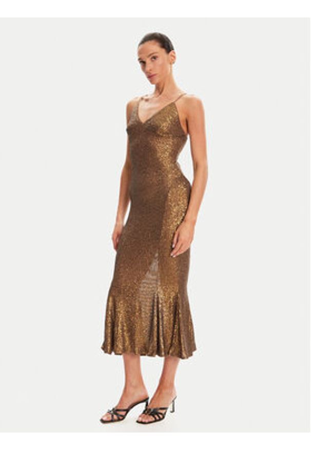NORMA KAMALI Sukienka koktajlowa ST4243SQ162151 Brązowy Slim Fit. Kolor: brązowy. Materiał: syntetyk. Styl: wizytowy
