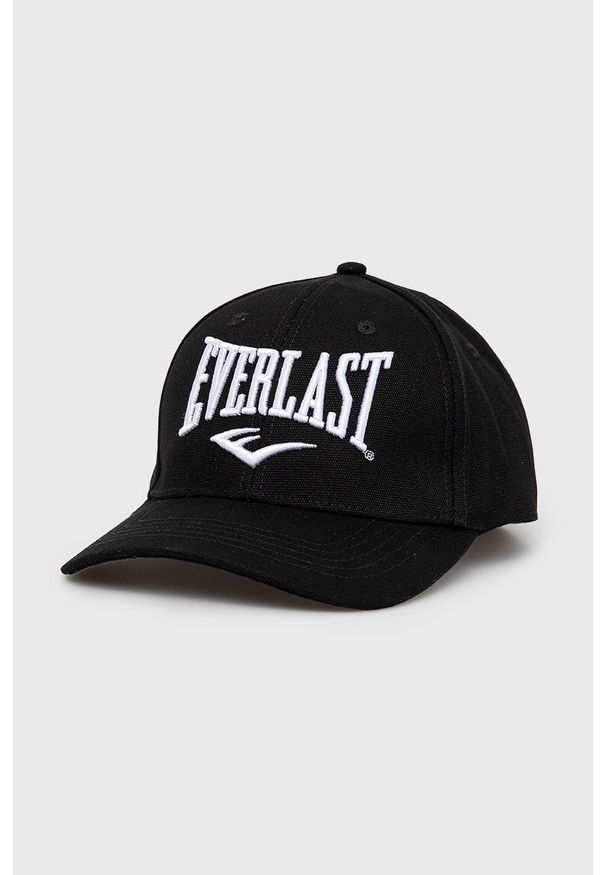 EVERLAST - Everlast czapka bawełniana kolor czarny z aplikacją. Kolor: czarny. Materiał: bawełna. Wzór: aplikacja
