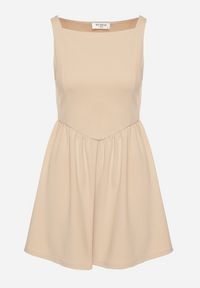 Born2be - Jasnobeżowa Koktajlowa Rozkloszowana Sukienka z Wiskozą Tilavelle. Okazja: na imprezę. Kolor: beżowy. Materiał: wiskoza. Sezon: lato. Typ sukienki: proste, rozkloszowane. Styl: wizytowy #6