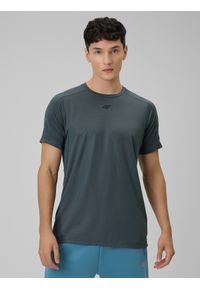 4f - 4F Koszulka treningowa regular szybkoschnąca męska - szara M. Kolor: szary. Materiał: skóra, materiał. Sport: fitness #1