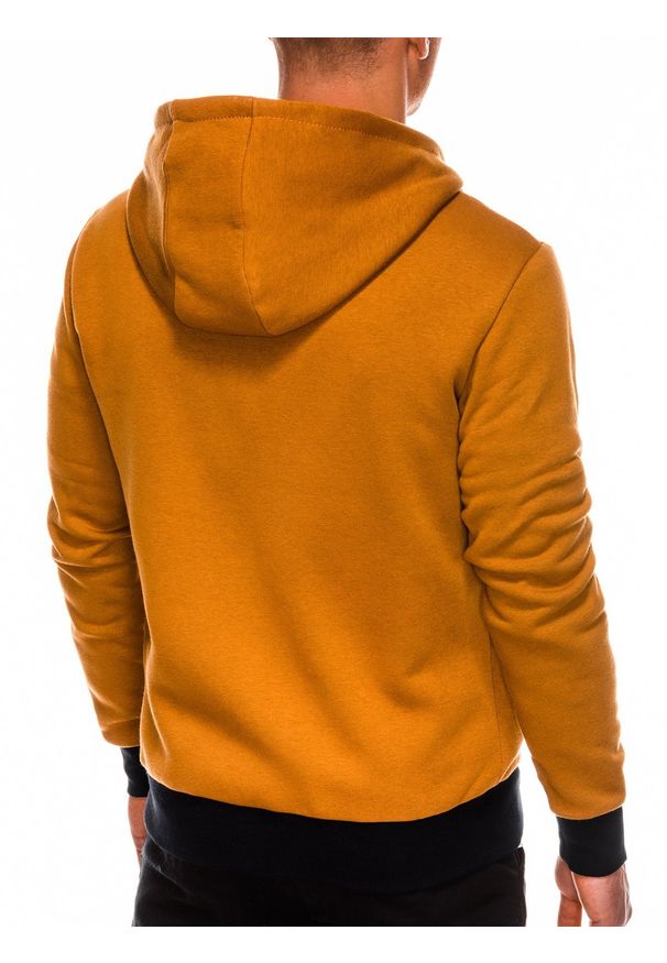 Ombre Clothing - Bluza męska rozpinana z kapturem B297 - ruda - XXL. Typ kołnierza: kaptur. Kolor: brązowy. Materiał: bawełna, poliester, dzianina