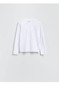 Reserved - Bawełniany longsleeve - biały. Kolor: biały. Materiał: bawełna. Długość rękawa: długi rękaw