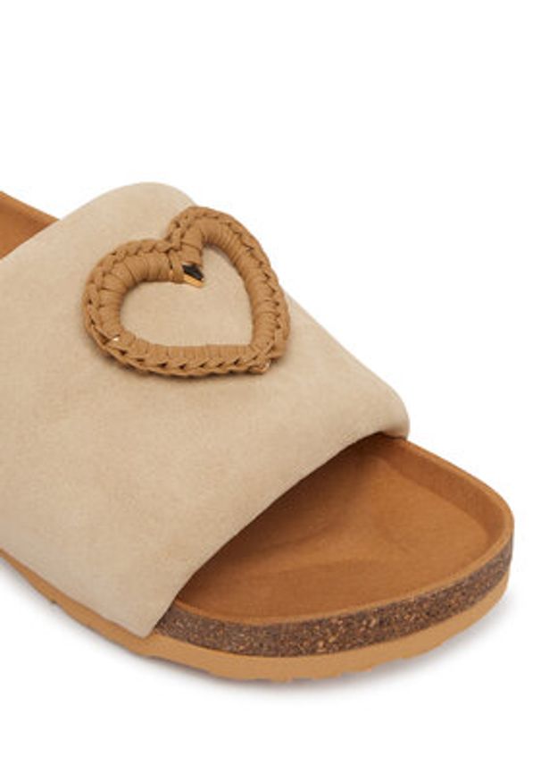 Love Moschino - LOVE MOSCHINO Klapki JA28363G0OIG5104 Beżowy. Kolor: beżowy. Materiał: zamsz, skóra