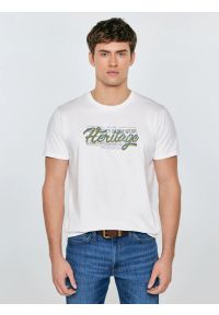 Big-Star - Koszulka męska z nadrukiem biała Keren 100. Okazja: na co dzień. Kolor: biały. Materiał: dzianina, bawełna, jeans, materiał. Wzór: nadruk. Styl: casual, klasyczny, sportowy #1