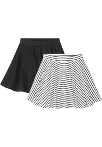 bonprix - Spódnica z dżerseju z czystej bawełny organicznej (2 szt.). Kolor: czarny. Materiał: jersey, bawełna. Wzór: paski, gładki #1