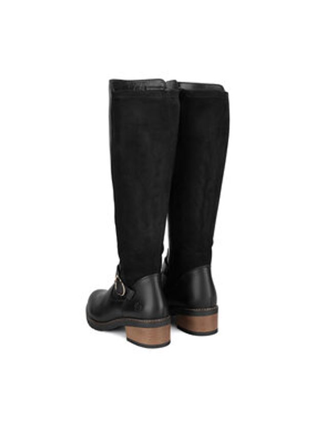 Remonte Kozaki D1A73-01 Czarny. Kolor: czarny. Materiał: skóra