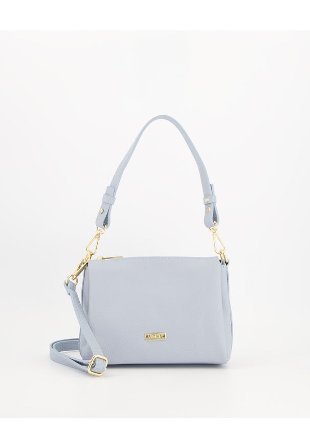 Unisono - Niebieska torebka crossbody. Kolor: niebieski. Materiał: skórzane. Styl: klasyczny, casual. Rodzaj torebki: na ramię