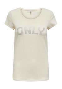 only - ONLY T-Shirt 15316416 Biały Slim Fit. Kolor: biały. Materiał: bawełna