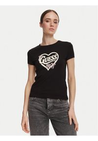 Guess T-Shirt V6YI09 K4276 Czarny Slim Fit. Kolor: czarny. Materiał: bawełna #1