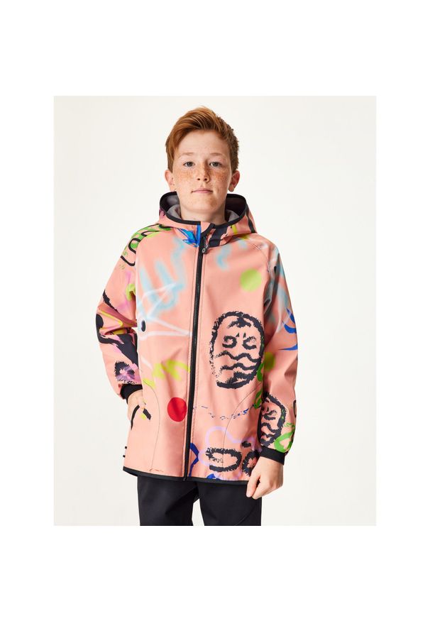 UNUO - Kurtka softshellowa dziecięca bez ocieplenia elastyczna Basic, Apricot, Fantazie. Kolor: pomarańczowy. Materiał: softshell. Sezon: lato, jesień, wiosna