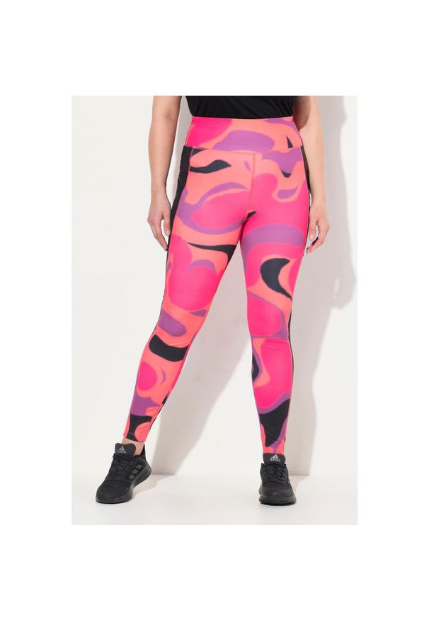 ULLA POPKEN - Damskie Legginsy sportowe szybkoschnące wysoki stan z recyklingu. Stan: podwyższony. Kolekcja: plus size. Kolor: różowy. Materiał: elastan, poliester, materiał
