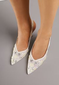 Renee - Beżowe Sandały na Szpilce Typu Slingback z Cekinami Resseris. Okazja: na imprezę. Kolor: beżowy. Materiał: jeans. Obcas: na szpilce. Styl: elegancki #8