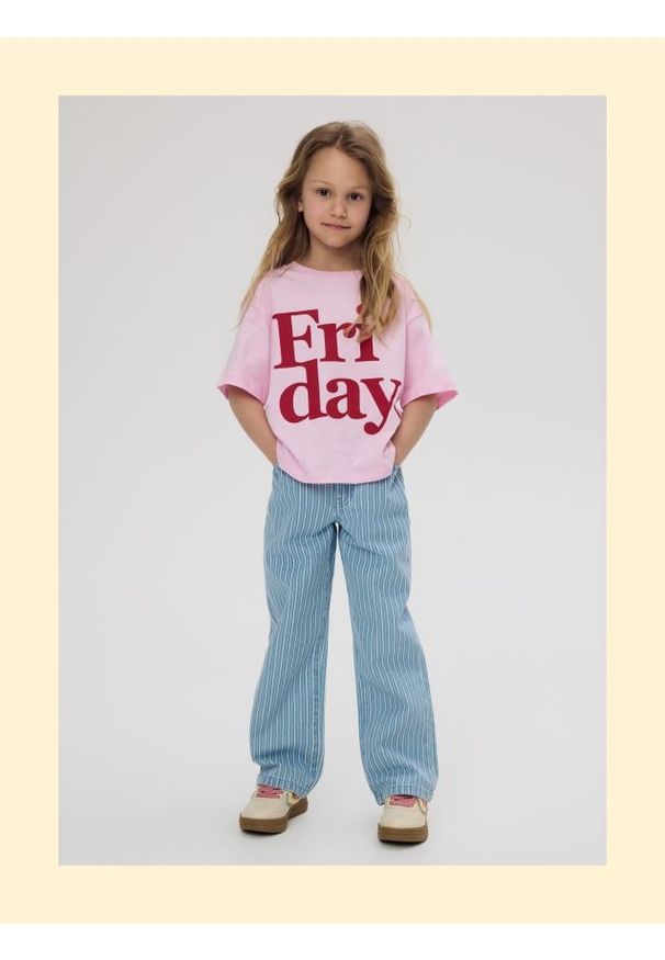 Reserved - Jeansy straight z metalizowaną nicią - niebieski. Kolor: niebieski