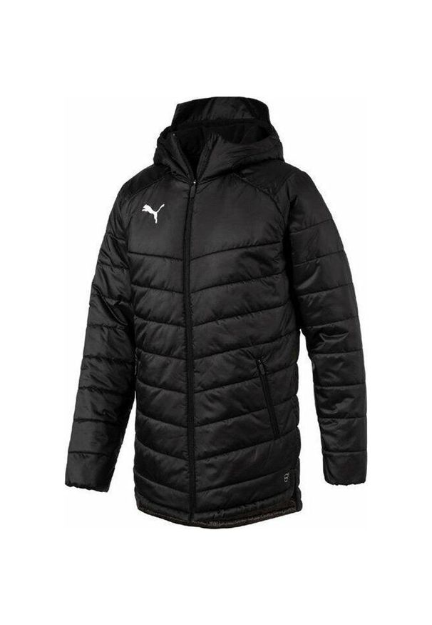Zimowa Kurtka Puma Liga Black dla Mężczyzn - Stylowa i Funkcjonalna. Kolor: czarny, biały, wielokolorowy. Materiał: poliester. Sezon: zima. Sport: piłka nożna