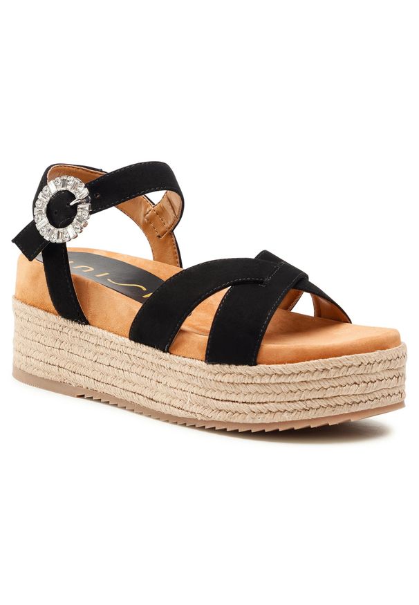 Espadryle Unisa Calligan Ks Black. Kolor: czarny. Materiał: zamsz, skóra