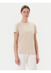 Guess T-Shirt V3BI11 J1314 Beżowy Regular Fit. Kolor: beżowy. Materiał: bawełna