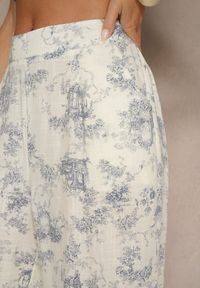 Renee - Beżowe Spodnie z Bawełny o Szerokim Kroju High Waist Tilressa. Okazja: na co dzień. Stan: podwyższony. Kolor: beżowy. Materiał: bawełna. Długość: krótkie. Sezon: lato, wiosna. Styl: casual #3