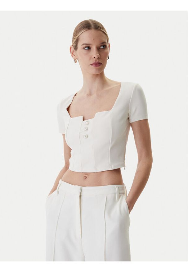 Guess Bluzka W6RP08 KCBO2 Écru Classic Fit. Materiał: syntetyk