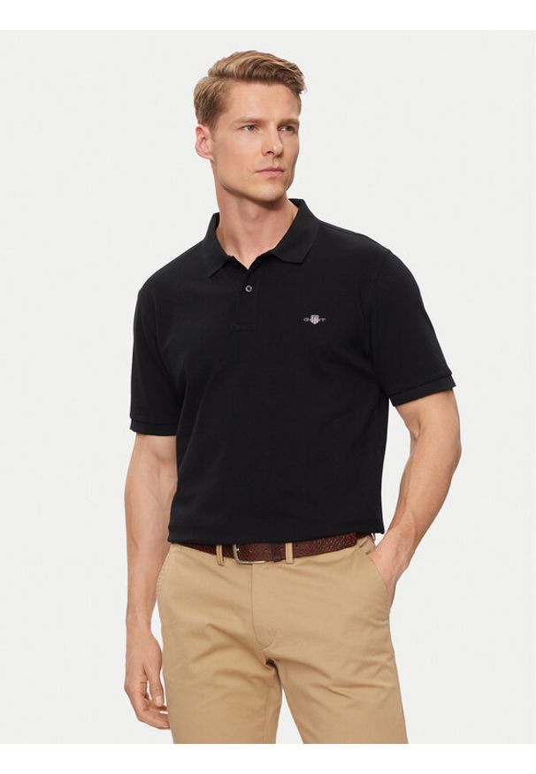 GANT - Gant Polo Shield 2210 Czarny Regular Fit. Typ kołnierza: polo. Kolor: czarny. Materiał: bawełna
