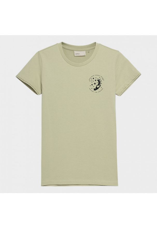 outhorn - T-shirt z nadrukiem damski. Okazja: na co dzień. Materiał: jersey, bawełna. Wzór: nadruk. Styl: casual, klasyczny