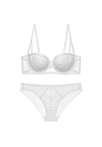 Intica - Komplet bielizny z subtelnymi zdobieniami na specjalne okazje Suphiye. Kolor: biały. Materiał: materiał. Wzór: aplikacja #1