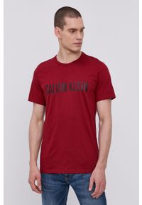 Calvin Klein Underwear T-shirt piżamowy kolor bordowy z nadrukiem. Kolor: czerwony. Materiał: dzianina. Wzór: nadruk #1