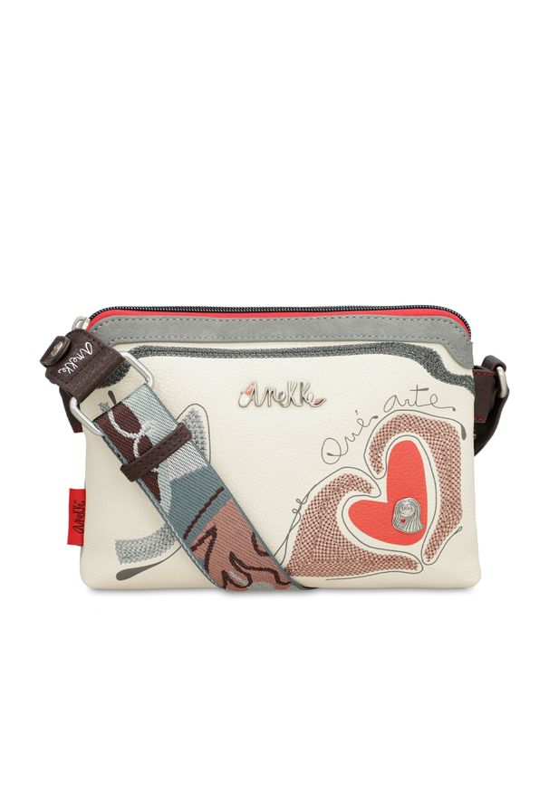 Biała Torebka Anekke Stylowa Listonoszka Damska. Kolor: biały. Wzór: haft. Dodatki: z haftem. Styl: elegancki