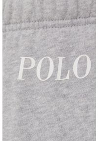 Polo Ralph Lauren spodnie dresowe damskie kolor szary gładkie. Stan: podwyższony. Kolor: szary. Materiał: dresówka. Wzór: gładki