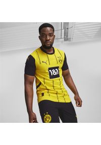 Puma - Męska autentyczna koszulka domowa Borussia Dortmund 24/25 PUMA. Kolor: czarny, wielokolorowy, żółty. Sport: piłka nożna