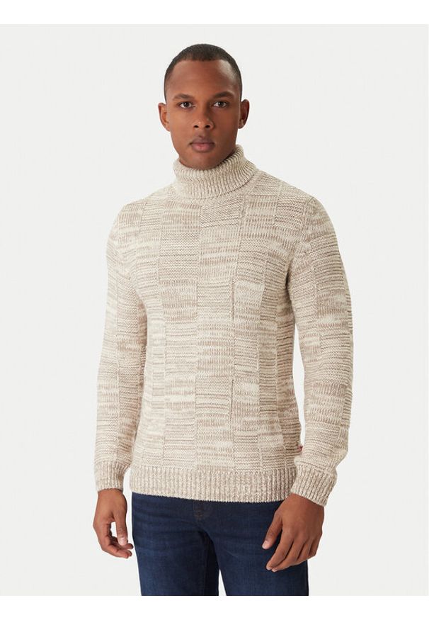 JOOP! Jeans Golf Milsom 30047472 Beżowy Modern Fit. Typ kołnierza: golf. Kolor: beżowy. Materiał: bawełna