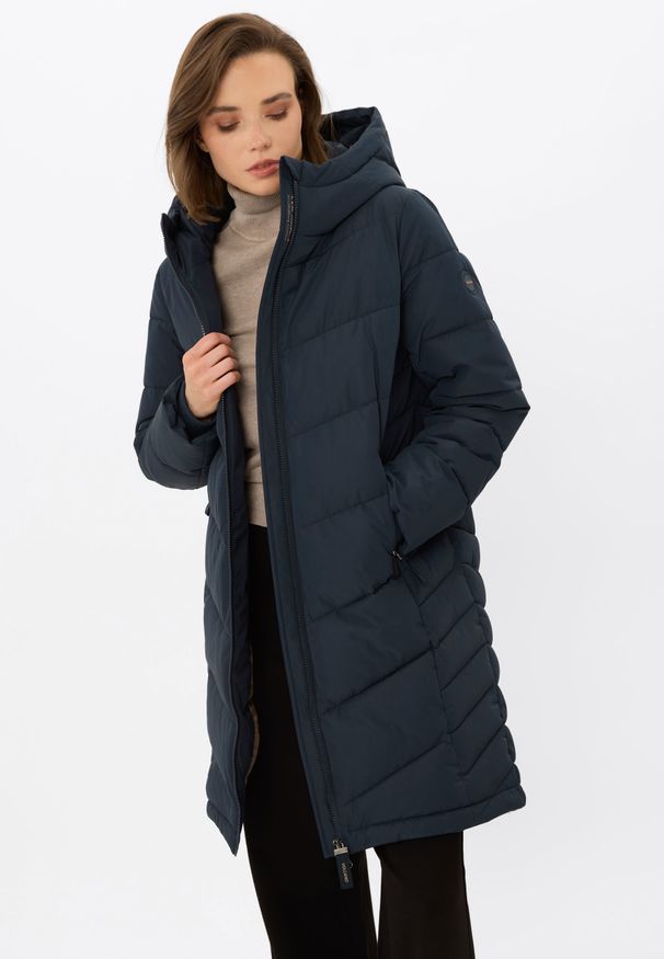 Volcano - Zimowy płaszcz J-LOA. Kolor: niebieski. Materiał: materiał, dresówka. Sezon: zima