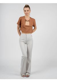 Patrizia Pepe Spodnie | 8P0328 A6F5 | Kobieta | Szary, Kremowy. Kolor: kremowy, szary, wielokolorowy. Materiał: poliester, elastan #1