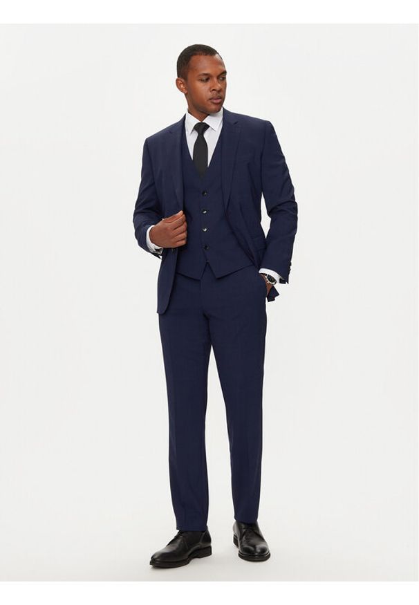 BOSS - Boss Garnitur H-Huge 50521724 Granatowy Slim Fit. Kolor: niebieski. Materiał: syntetyk, wełna