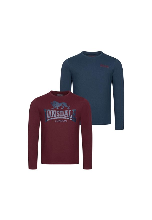 Koszulka Lonsdale Ayrshire (x2). Kolor: niebieski, czerwony, wielokolorowy. Długość rękawa: długi rękaw. Sport: joga i pilates