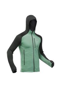 quechua - Polar turystyczny męski Quechua MH520. Typ kołnierza: kołnierzyk stójkowy. Kolor: zielony, szary, wielokolorowy. Materiał: polar. Wzór: gładki #1